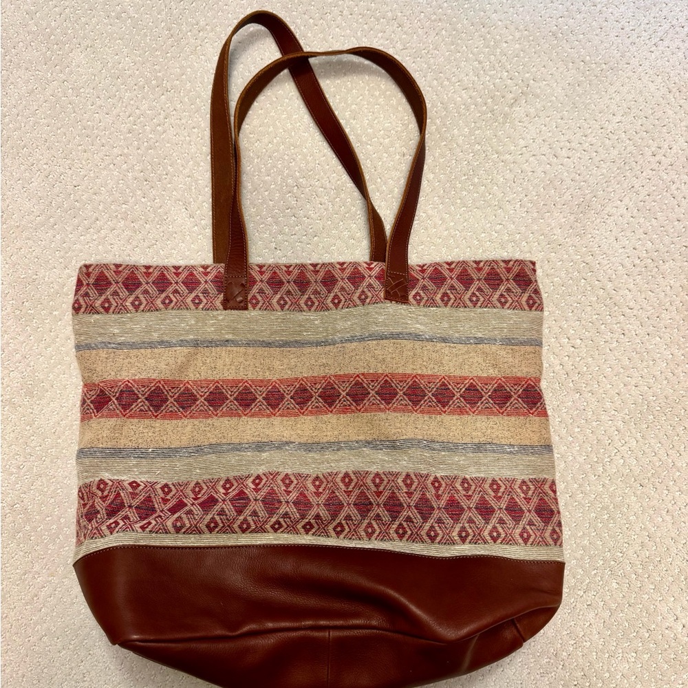 Fat face (UK) Striped Tote Bag in Brown and Red